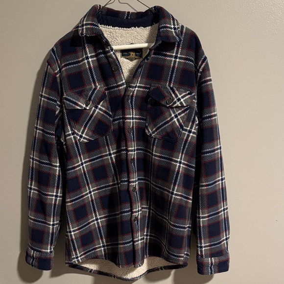 Freedom Foundry Other - Freedom Foundry Men's Blue Red Plaid Sherpa Lined Flannel Shirt Jacket Size‎ Med